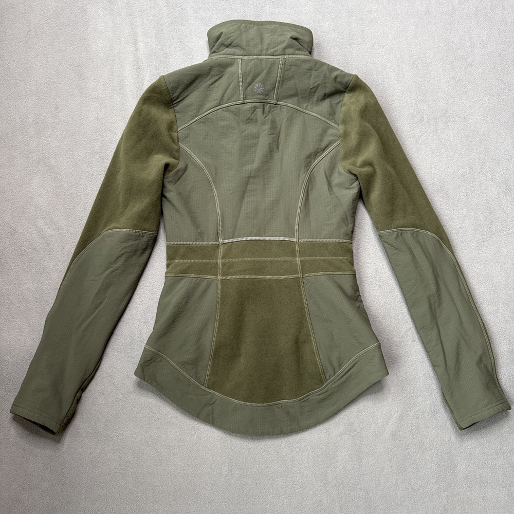 Athleta Jacket Womens Size XXS Green‎ Outlander Full Zip Hybrid Fleece Fitted - Picture 2 of 11